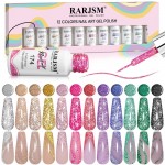 Reflective Glitter Nail Art Gel Liner Flash Diamond Painted Polish 12 Colors 5ml Sparkle Silver Brown Hot Pink Green Black Pigment UV LED Soak off Curing Requires for Design
